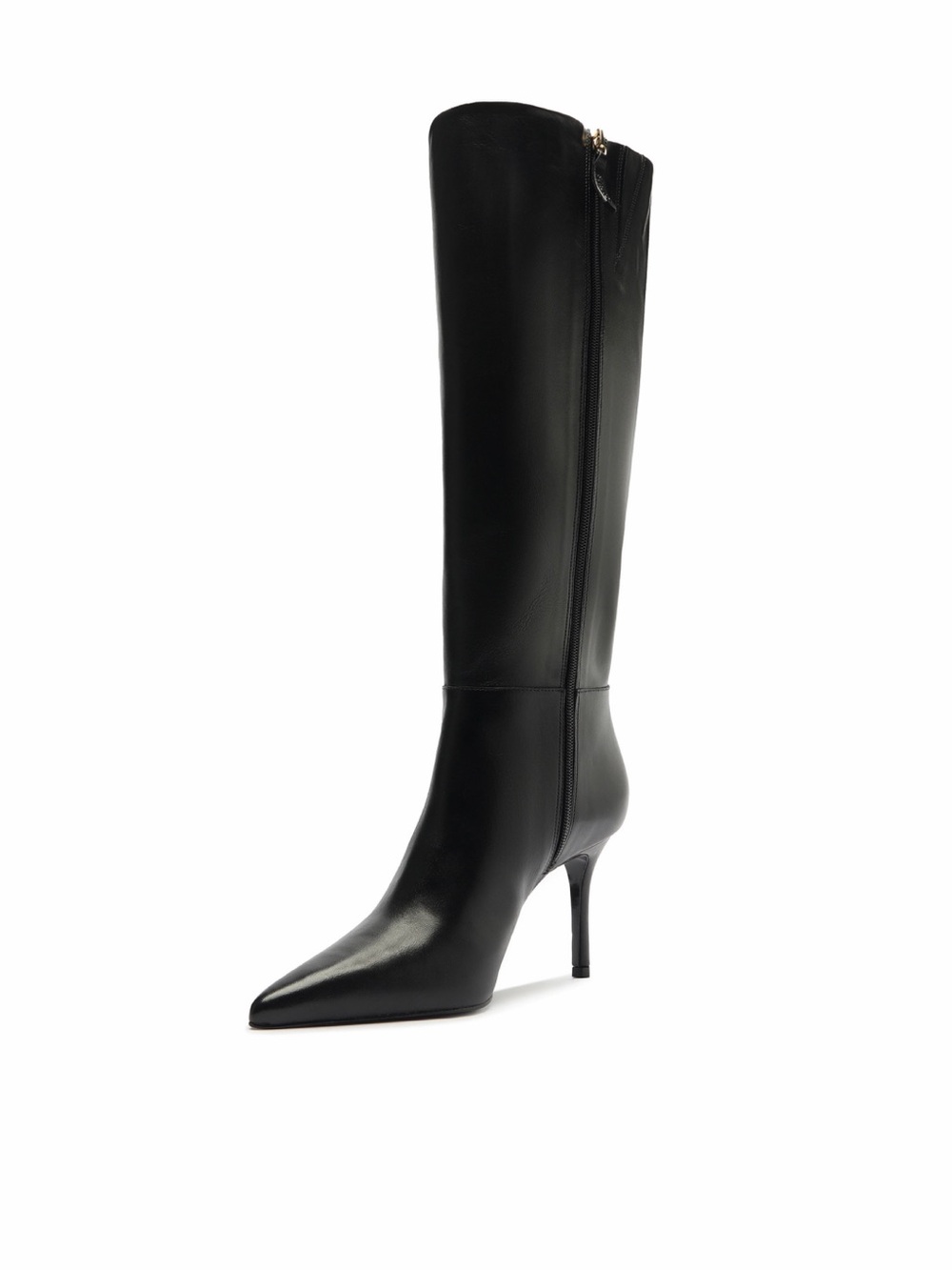 SCHUTZ Black Pointed Knee-High Stiletto Boot